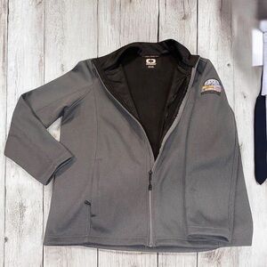 OGIO Men’s Union Pacific Chicago Service Patch Grey Ribbed Full Zip Jacket 2XL